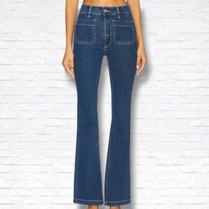 SPANX sculpt ReDefine Dark Wash Flare Jeans with Patch Pockets Size L